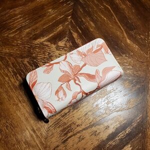 Faux Embroidered Floral Wallet